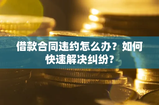 武汉借款合同违约怎么办？如何快速解决纠纷？